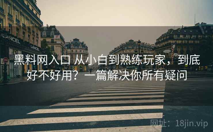 黑料网入口 从小白到熟练玩家，到底好不好用？一篇解决你所有疑问