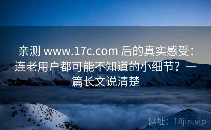 亲测 www.17c.com 后的真实感受：连老用户都可能不知道的小细节？一篇长文说清楚