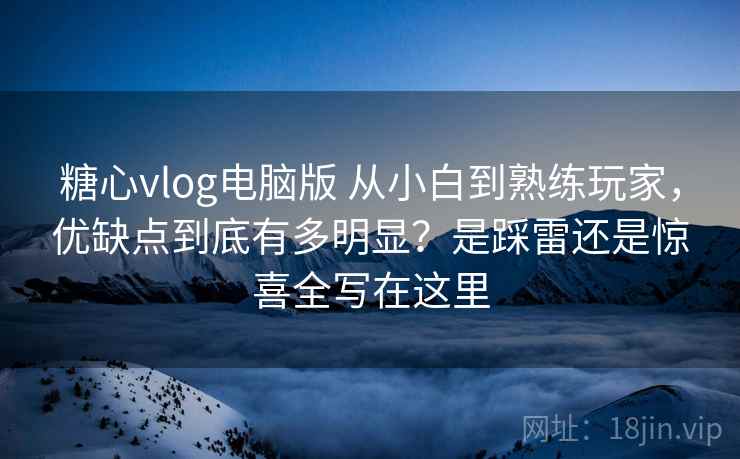 糖心vlog电脑版 从小白到熟练玩家，优缺点到底有多明显？是踩雷还是惊喜全写在这里
