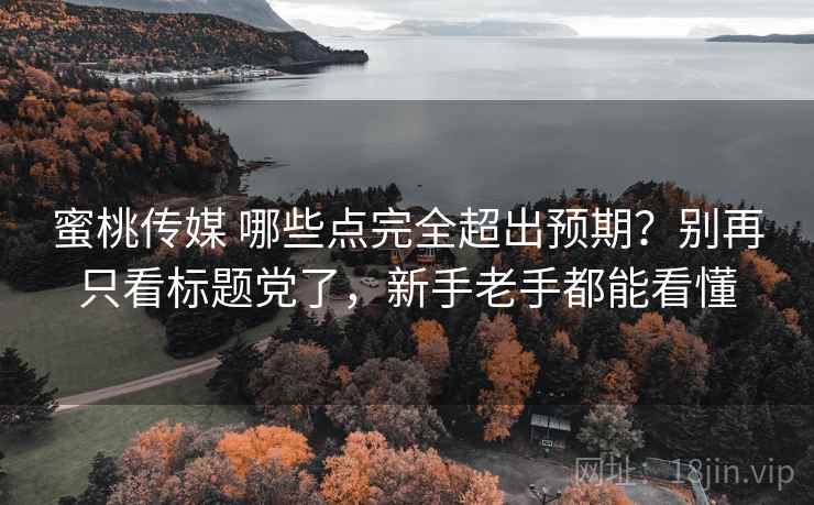 蜜桃传媒 哪些点完全超出预期？别再只看标题党了，新手老手都能看懂
