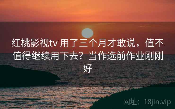 红桃影视tv 用了三个月才敢说，值不值得继续用下去？当作选前作业刚刚好